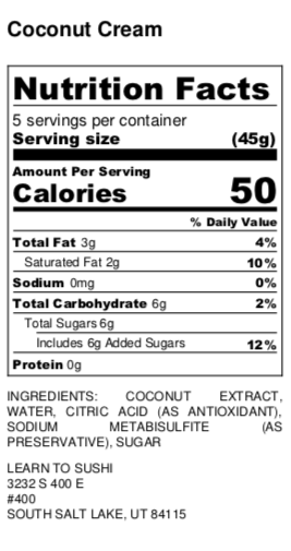 Coconut Cream Sauce 8 oz